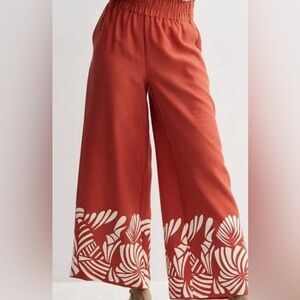 NWT Nine West Women’s Wide Leg High Waisted  Pants  Pockets Orange vacation  XL